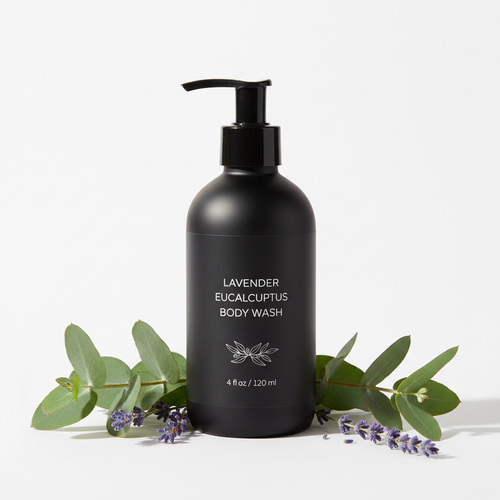 4 oz black pump bottle body was Lavender Eucalyptus